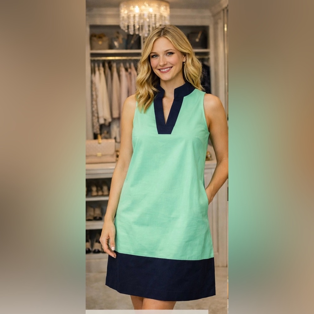 Sail to Sable XL Colorblock Shift Dress Mint Green Navy NWT